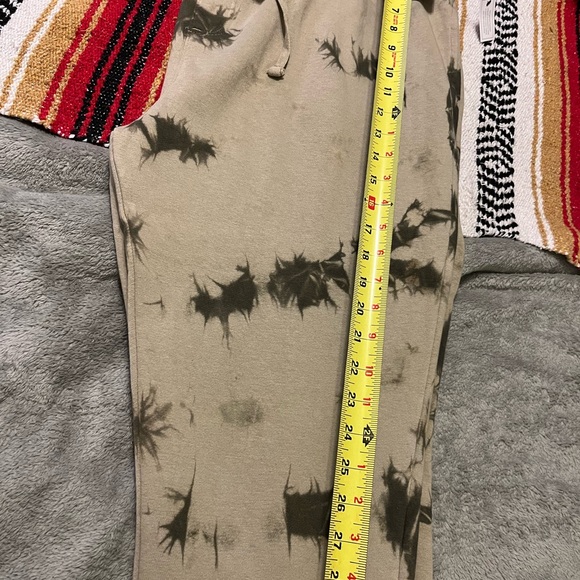 Men’s Tie Dye Jogger Sweatpants Beige Green Elastic Waist Drawstring - Picture 8 of 11